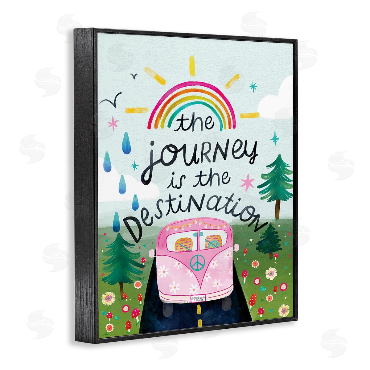 Glad You're Here Co. Journey Is The Destination Black Framed Giclee Wall Art Print