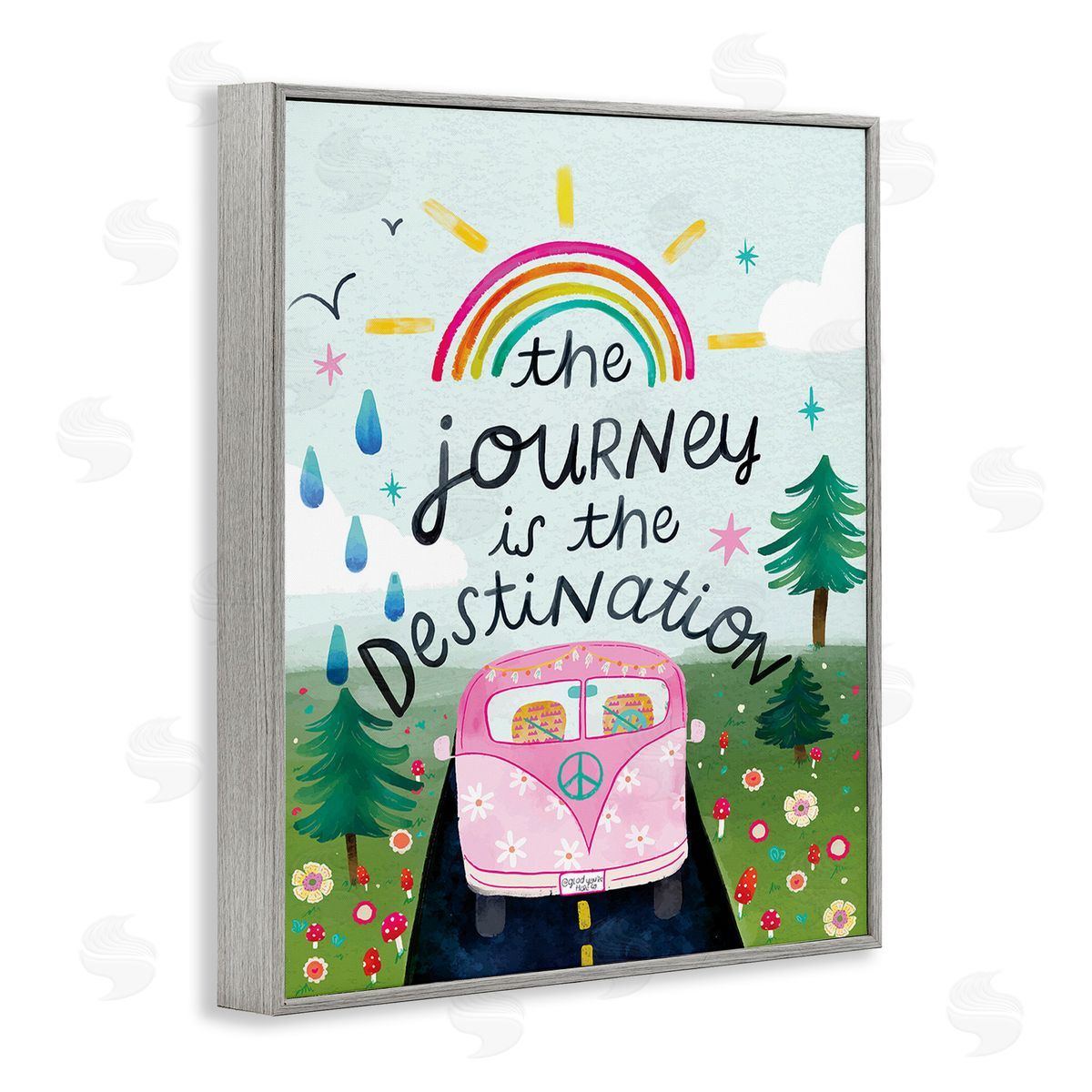 Glad You're Here Co. Journey Is The Destination Gray Framed Giclee Wall Art Print