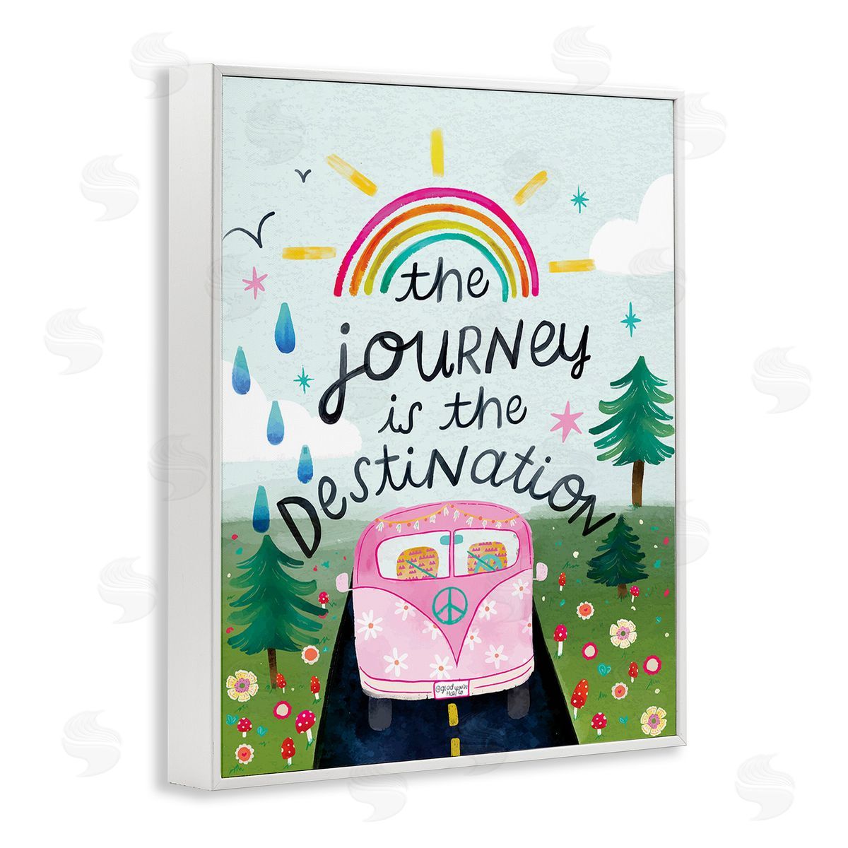Glad You're Here Co. Journey Is The Destination White Framed Giclee Wall Art Print