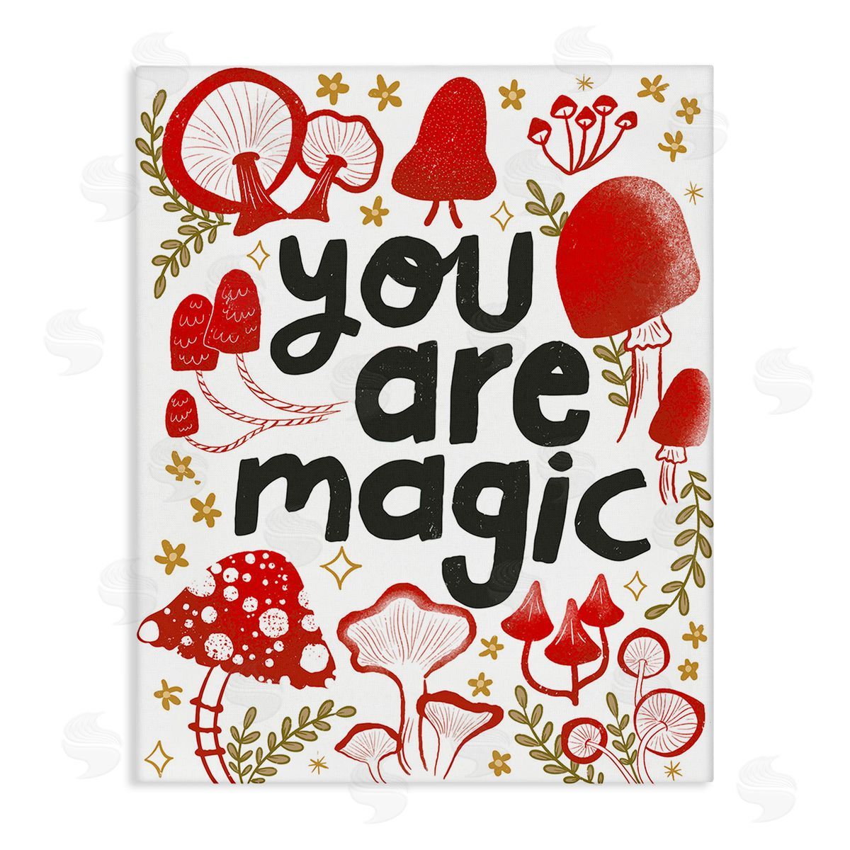 Glad You're Here Co. Magic Phrase with Mushrooms Canvas Wall Art Print