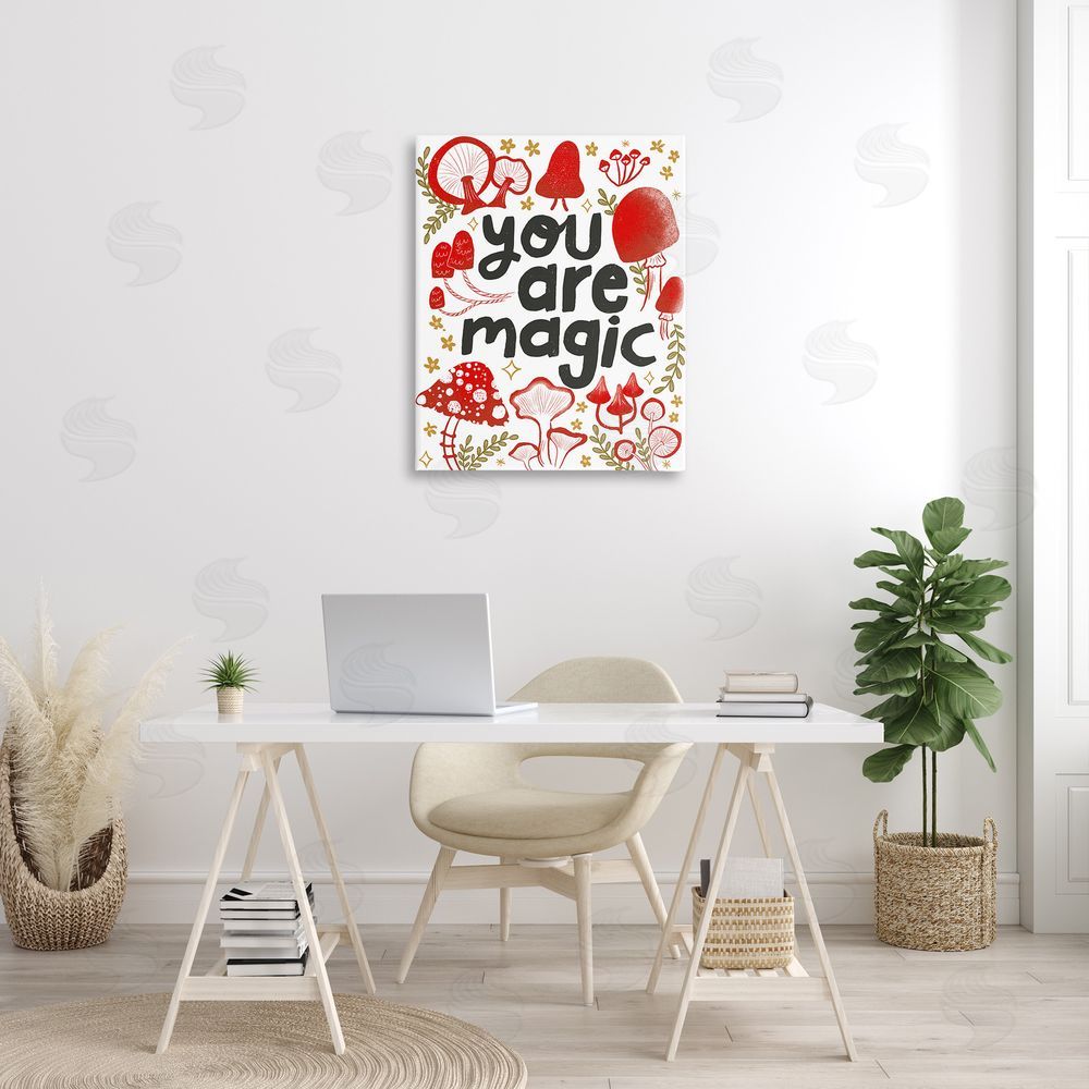 Glad You're Here Co. Magic Phrase with Mushrooms Canvas Wall Art Print in Room