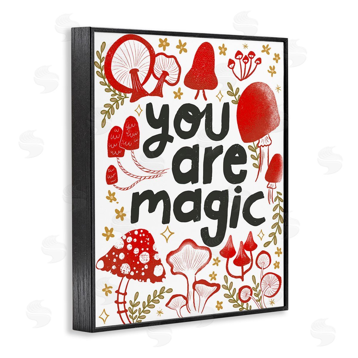 Glad You're Here Co. Magic Phrase with Mushrooms Black Framed Giclee Wall Art Print