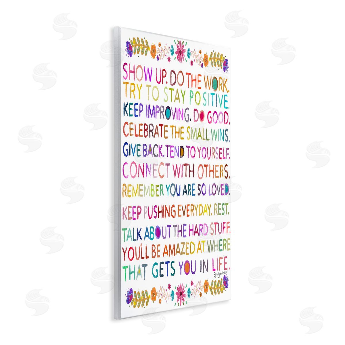 Glad You're Here Co. Floral Motivational Phrases Wooden Wall Plaque Art Print