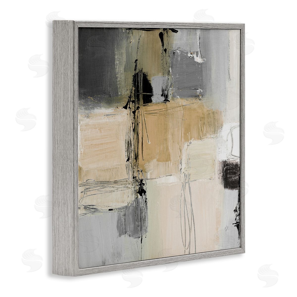 Tan and Grey Rustic Collage Grey Frame Print Wall Art, Home Decor by Lanie Loreth