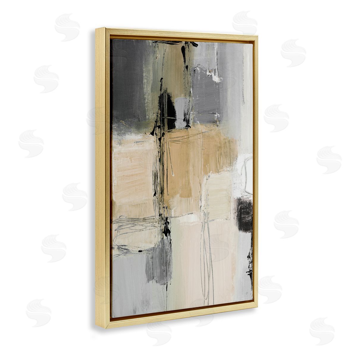 Lanie Loreth Rustic Organic Abstraction Gold Floating Frame Canvas Wall Art Print