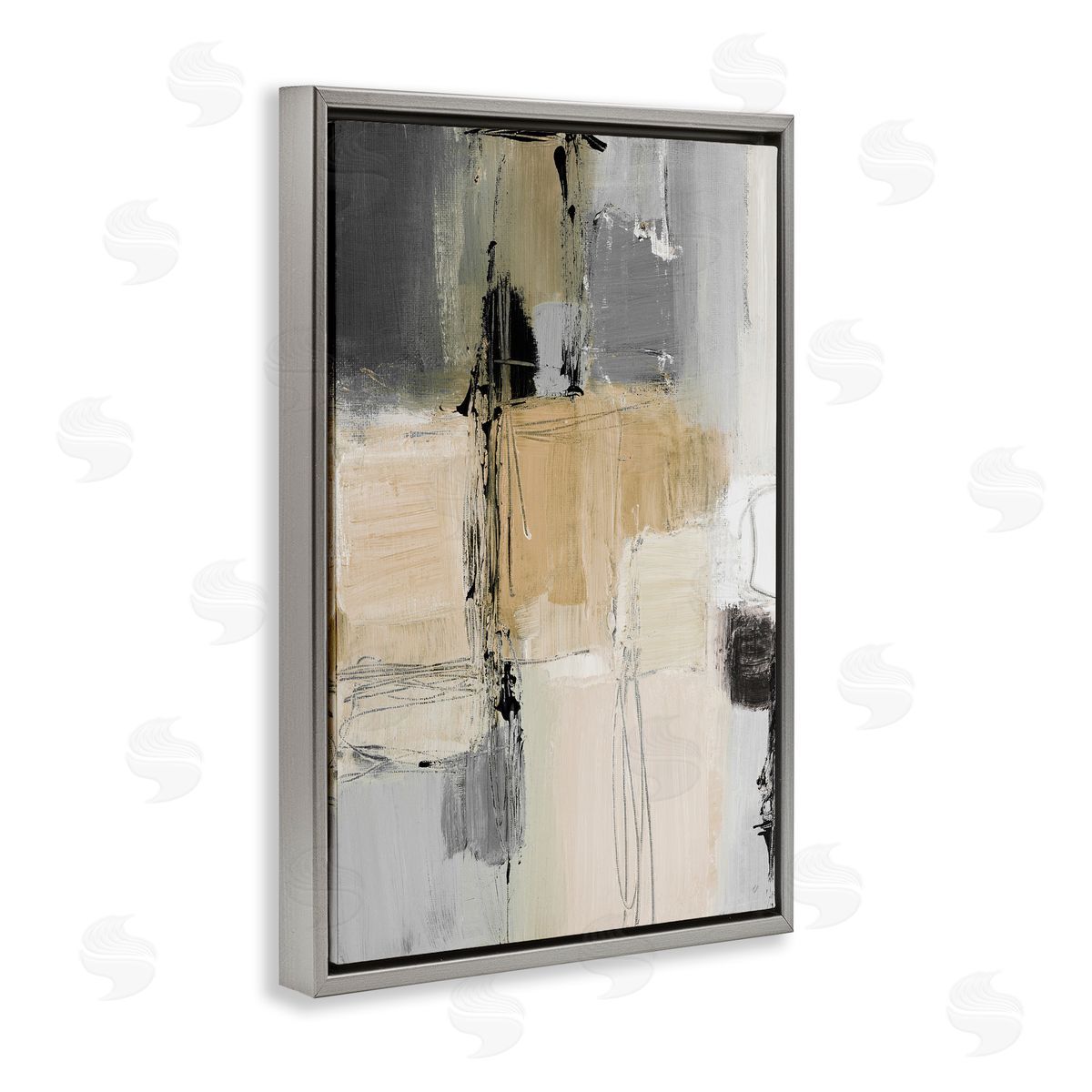 Lanie Loreth Rustic Organic Abstraction Gray Floating Frame Canvas Wall Art Print
