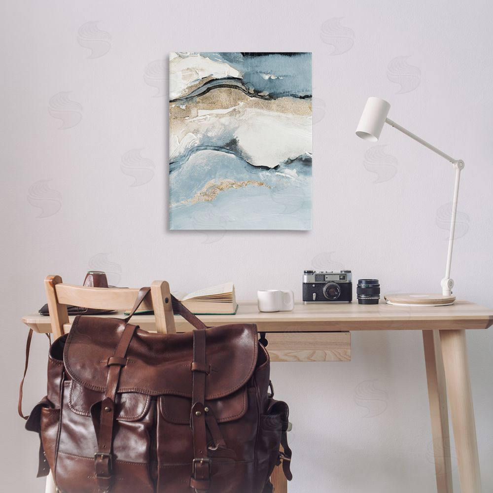 Lanie Loreth Blue Organic Agate Pattern Canvas Wall Art Print in Room