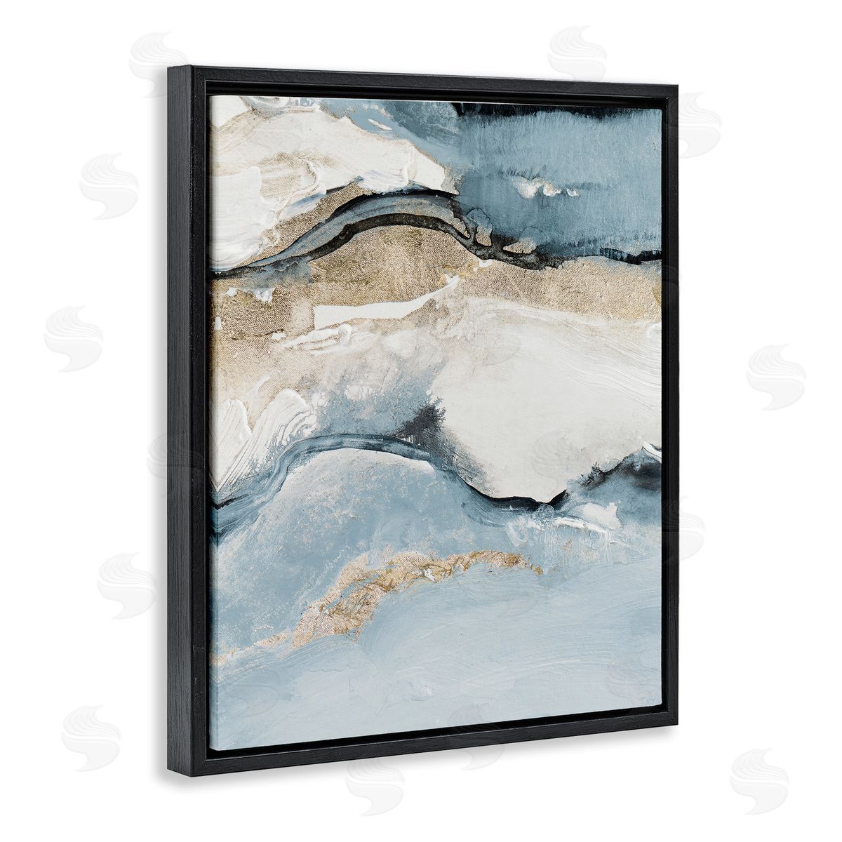Lanie Loreth Blue Organic Agate Pattern Black Floating Frame Canvas Wall Art Print