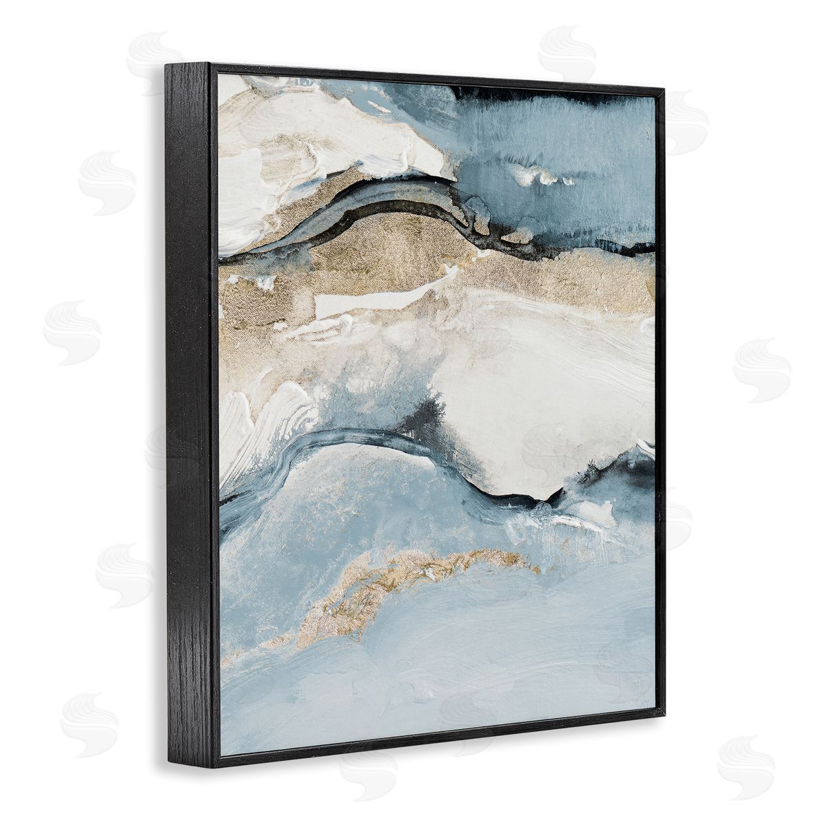 Lanie Loreth Blue Organic Agate Pattern Black Framed Giclee Wall Art Print