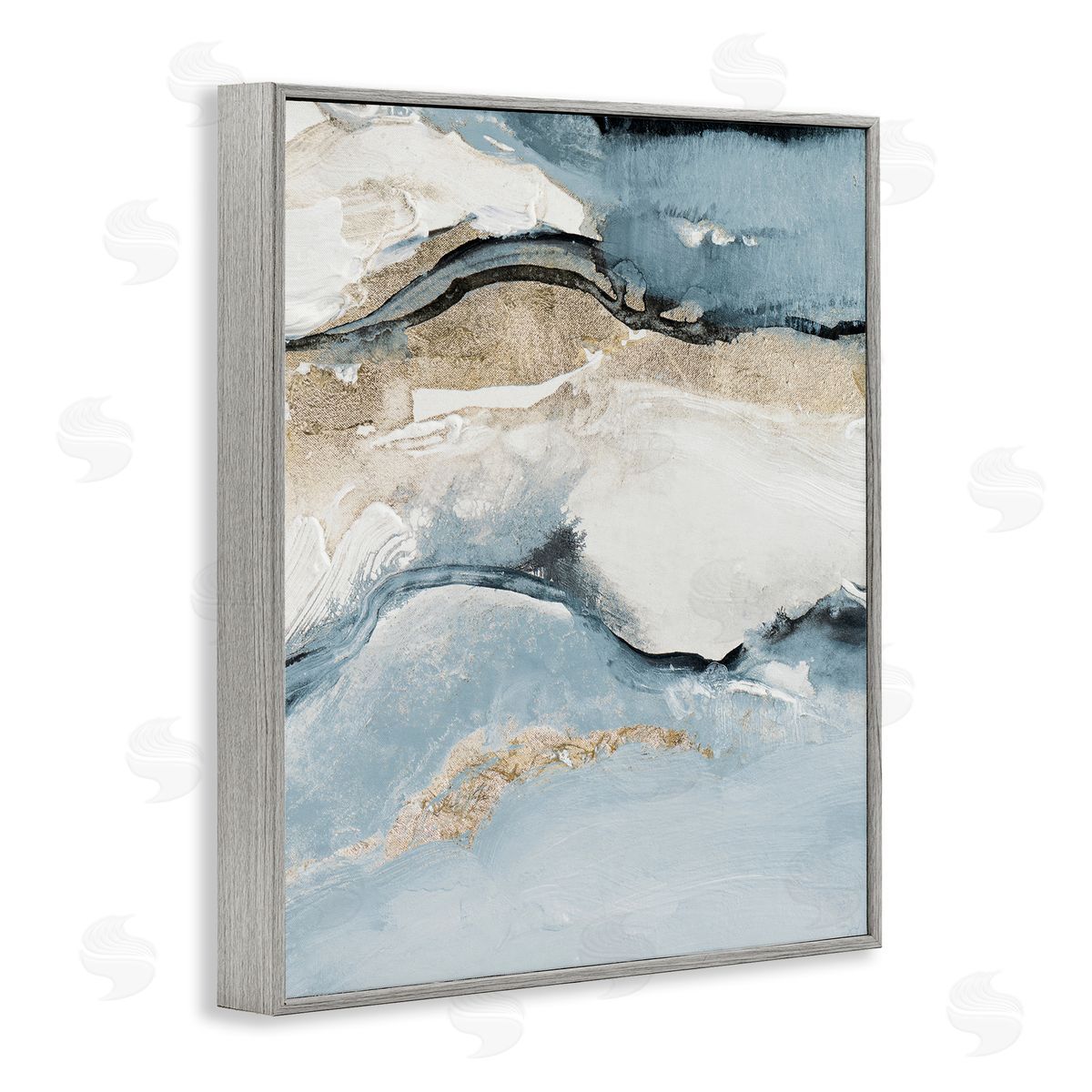 Lanie Loreth Blue Organic Agate Pattern Gray Framed Giclee Wall Art Print