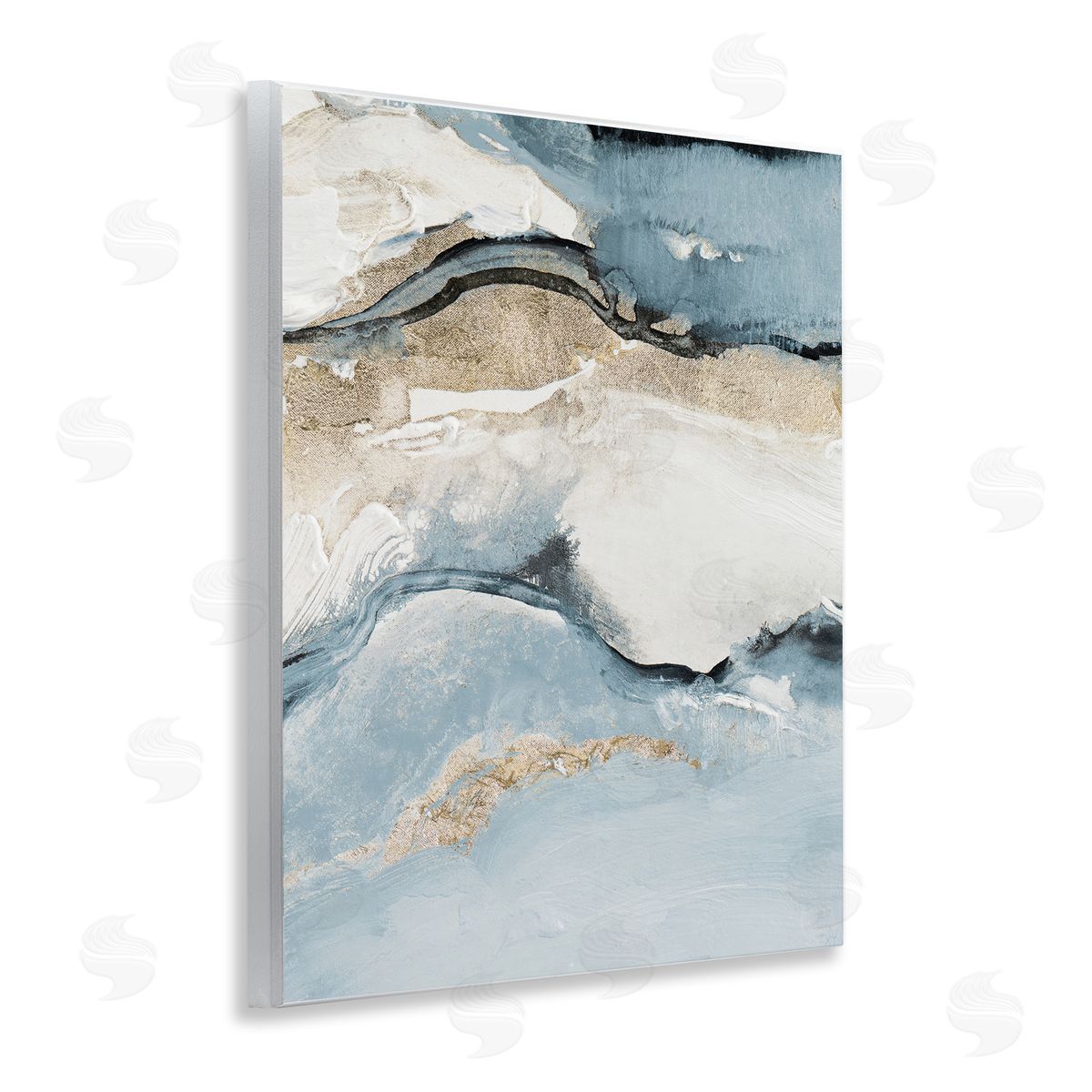 Lanie Loreth Blue Organic Agate Pattern Wooden Wall Plaque Art Print