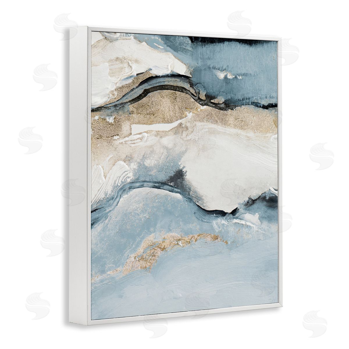Lanie Loreth Blue Organic Agate Pattern White Framed Giclee Wall Art Print