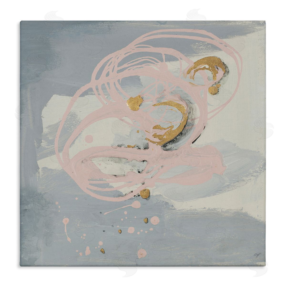 Grey with Pink Swirl Canvas Wall Art, Home Decor by Patricia Pinto