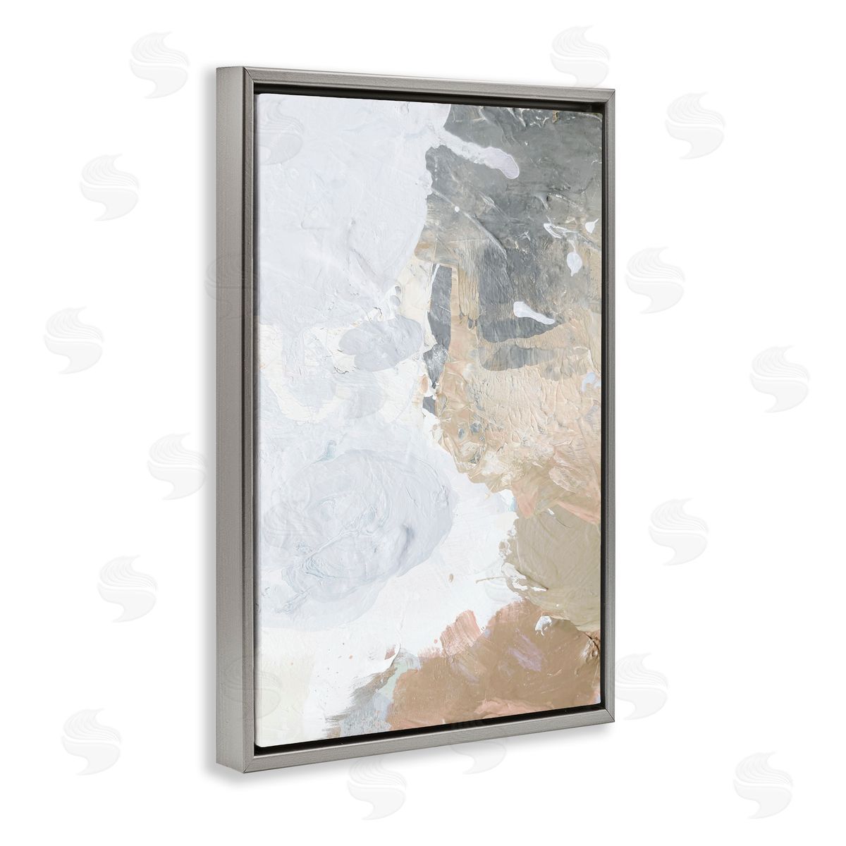 Abstract Portrait Illusion Grey Floating Frame Canvas Wall Art, Home Decor by Dan Meneely