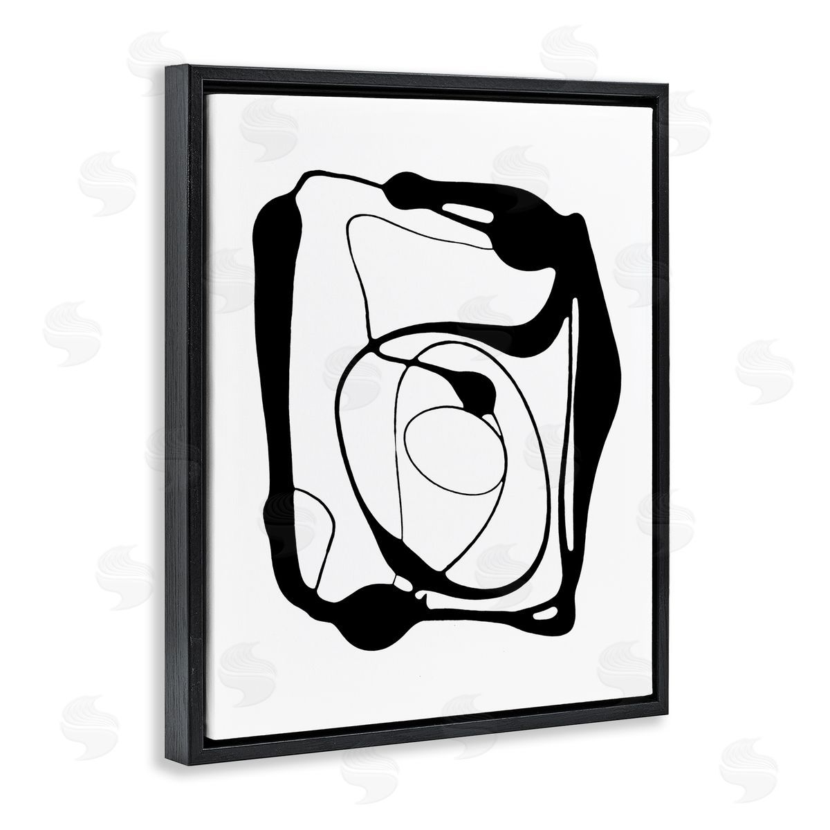 Black Swirled Figure Black Floating Frame Canvas Wall Art, Home Decor by Lanie Loreth