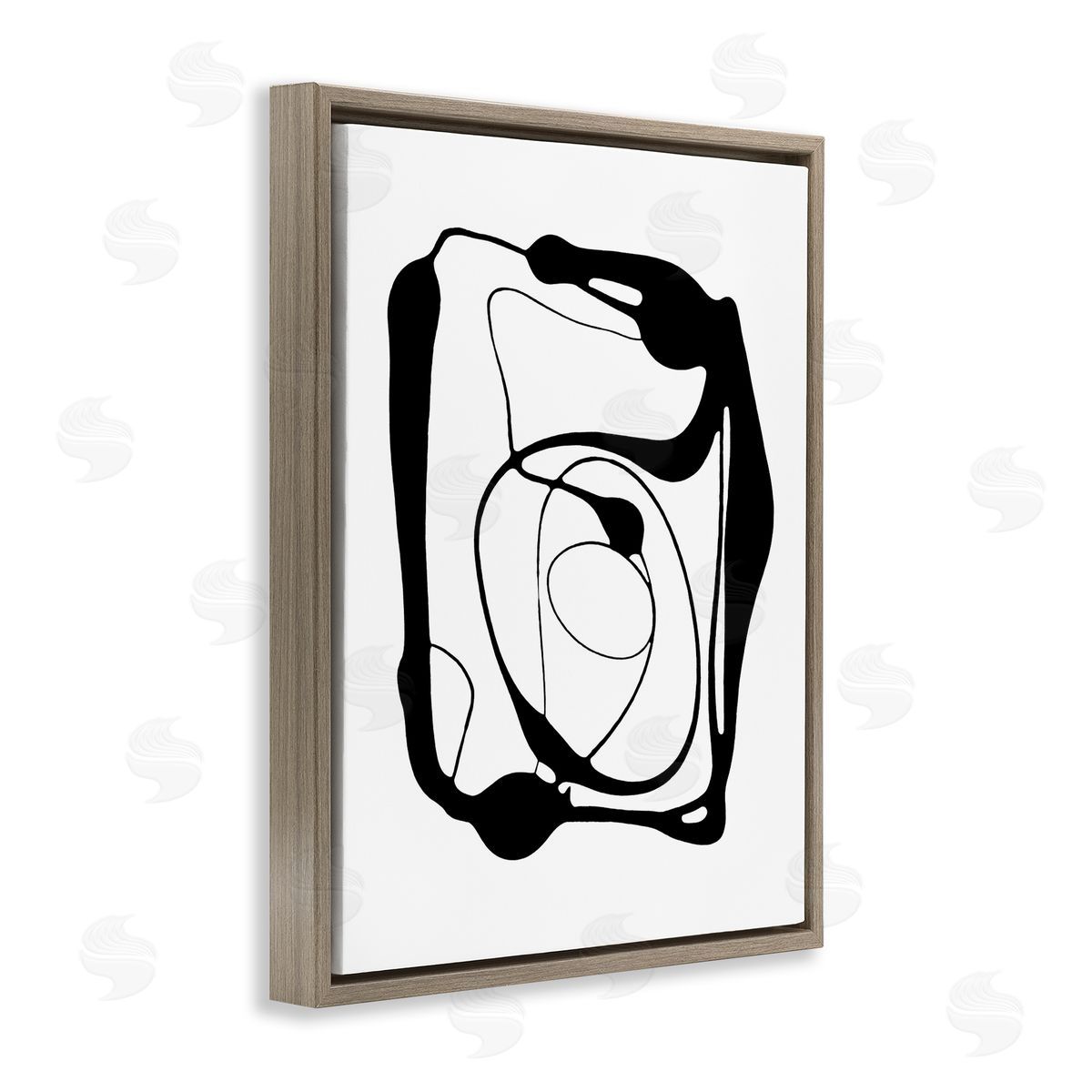 Black Swirled Figure Brown Floating Frame Canvas Wall Art, Home Decor by Lanie Loreth