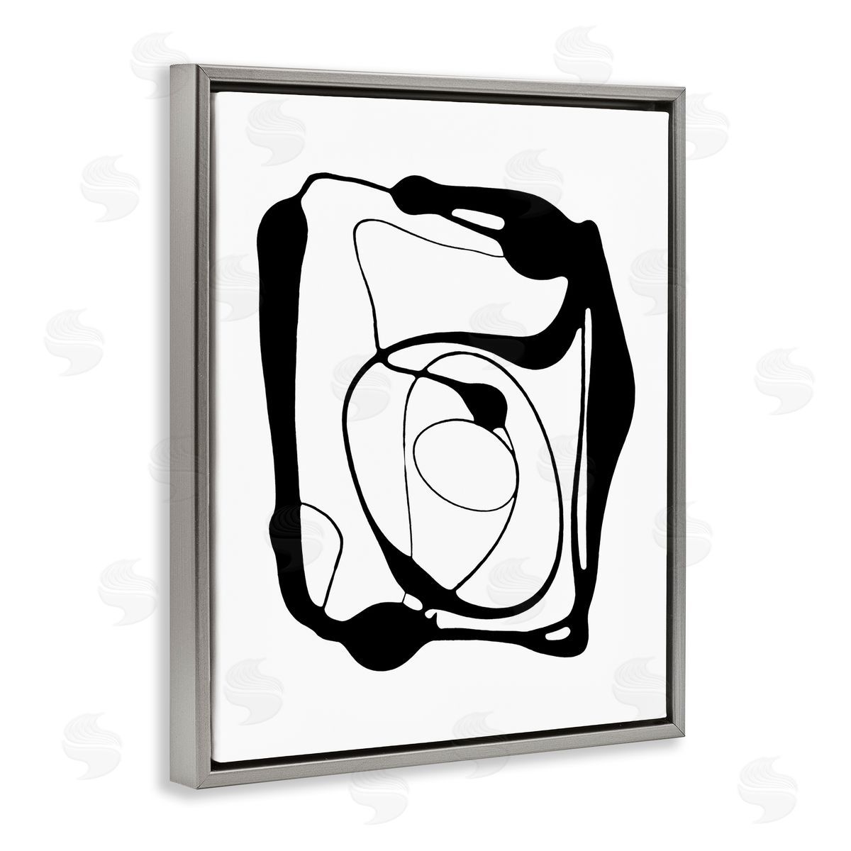 Black Swirled Figure Grey Floating Frame Canvas Wall Art, Home Decor by Lanie Loreth