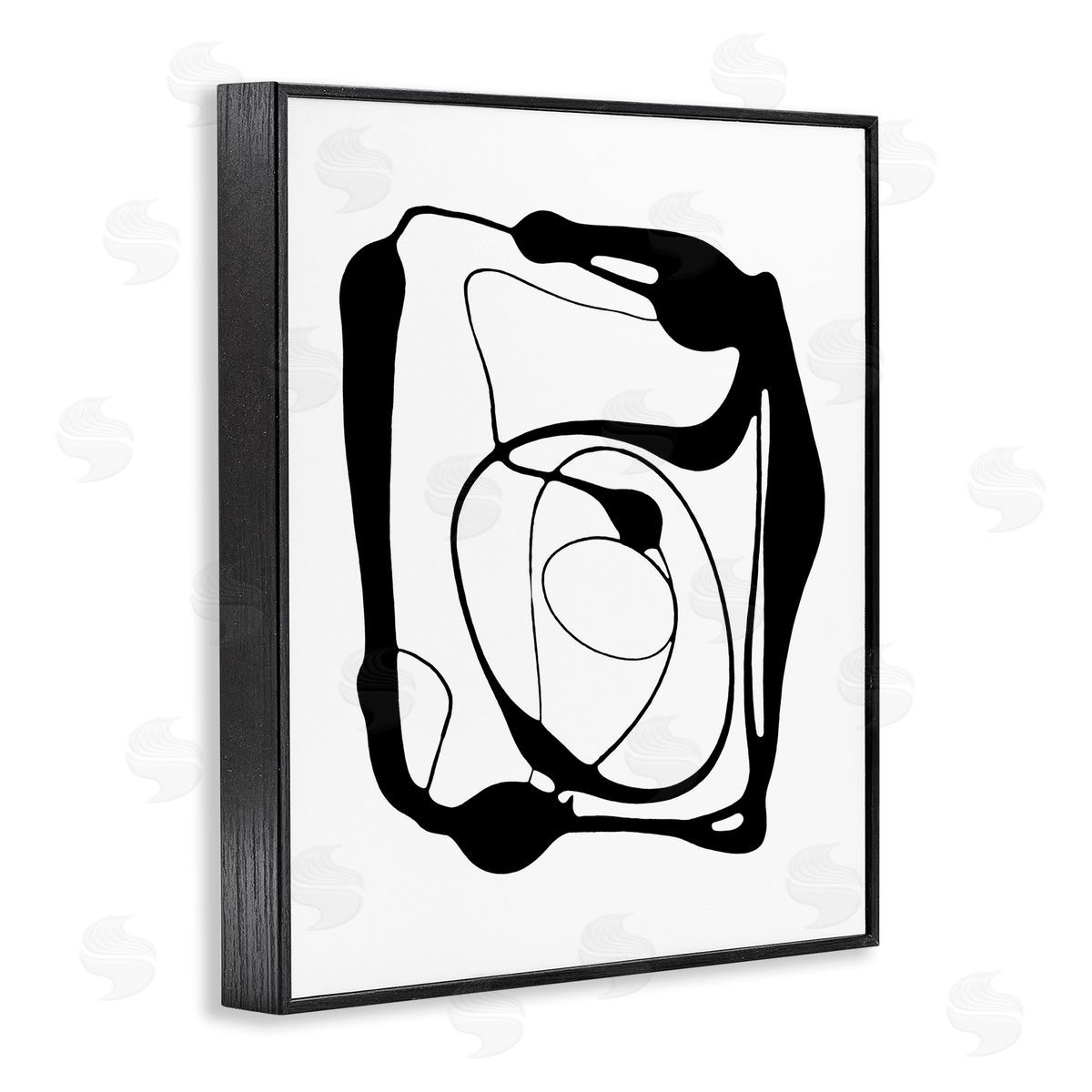 Black Swirled Figure Black Frame Print Wall Art, Home Decor by Lanie Loreth