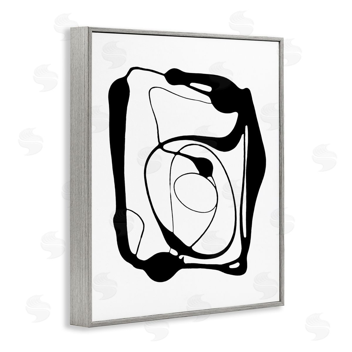 Black Swirled Figure Grey Frame Print Wall Art, Home Decor by Lanie Loreth