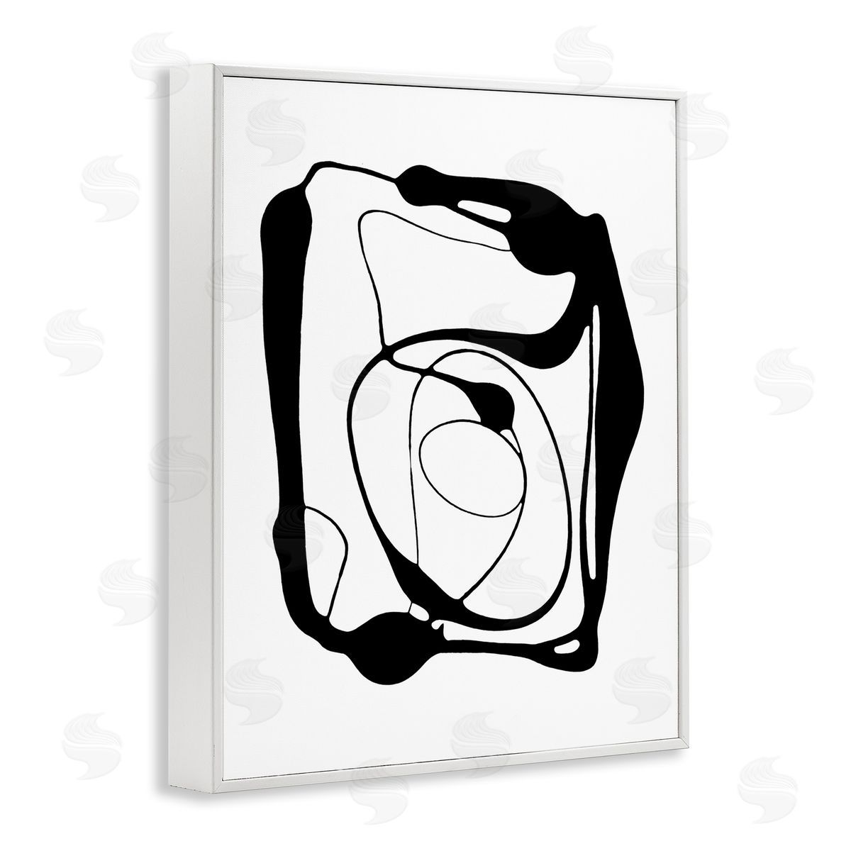 Black Swirled Figure White Frame Print Wall Art, Home Decor by Lanie Loreth