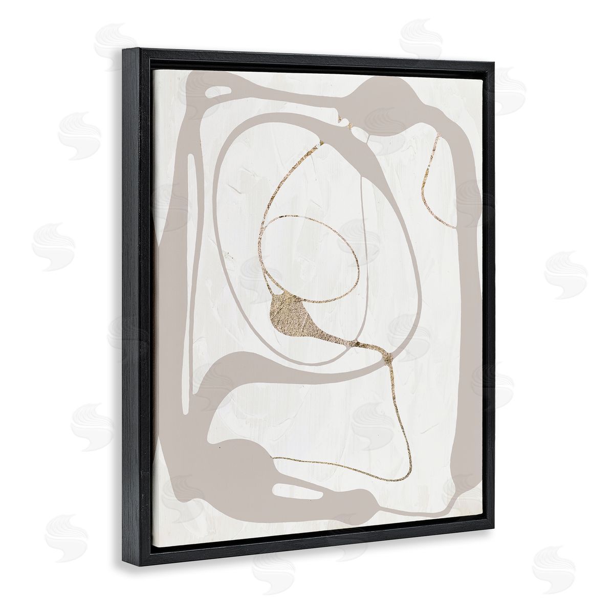 Gray Very Abstract Figure Black Floating Frame Canvas Wall Art, Home Decor by Lanie Loreth