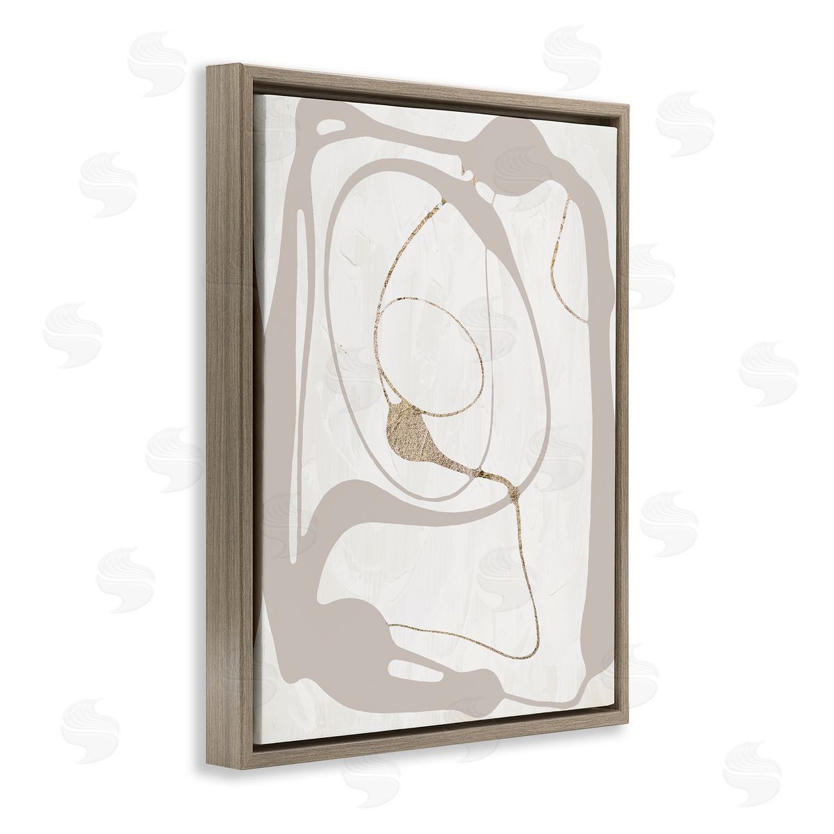 Gray Very Abstract Figure Brown Floating Frame Canvas Wall Art, Home Decor by Lanie Loreth
