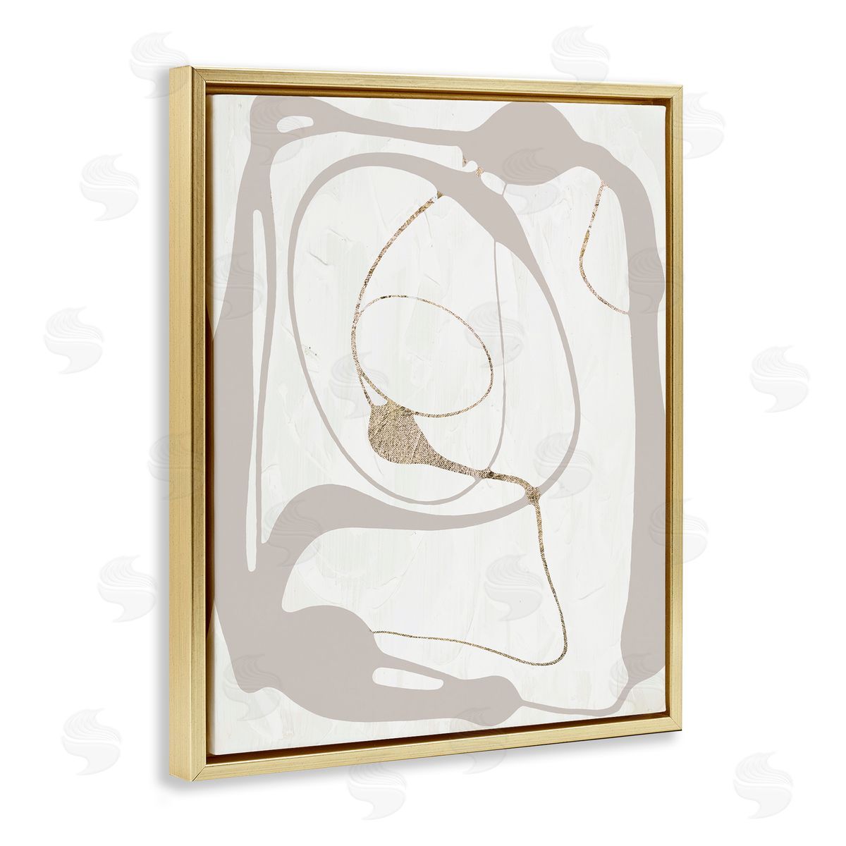 Gray Very Abstract Figure Gold Floating Frame Canvas Wall Art, Home Decor by Lanie Loreth