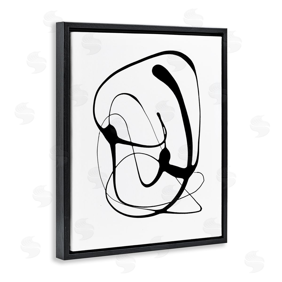 Black Modern Swirl Black Floating Frame Canvas Wall Art, Home Decor by Lanie Loreth