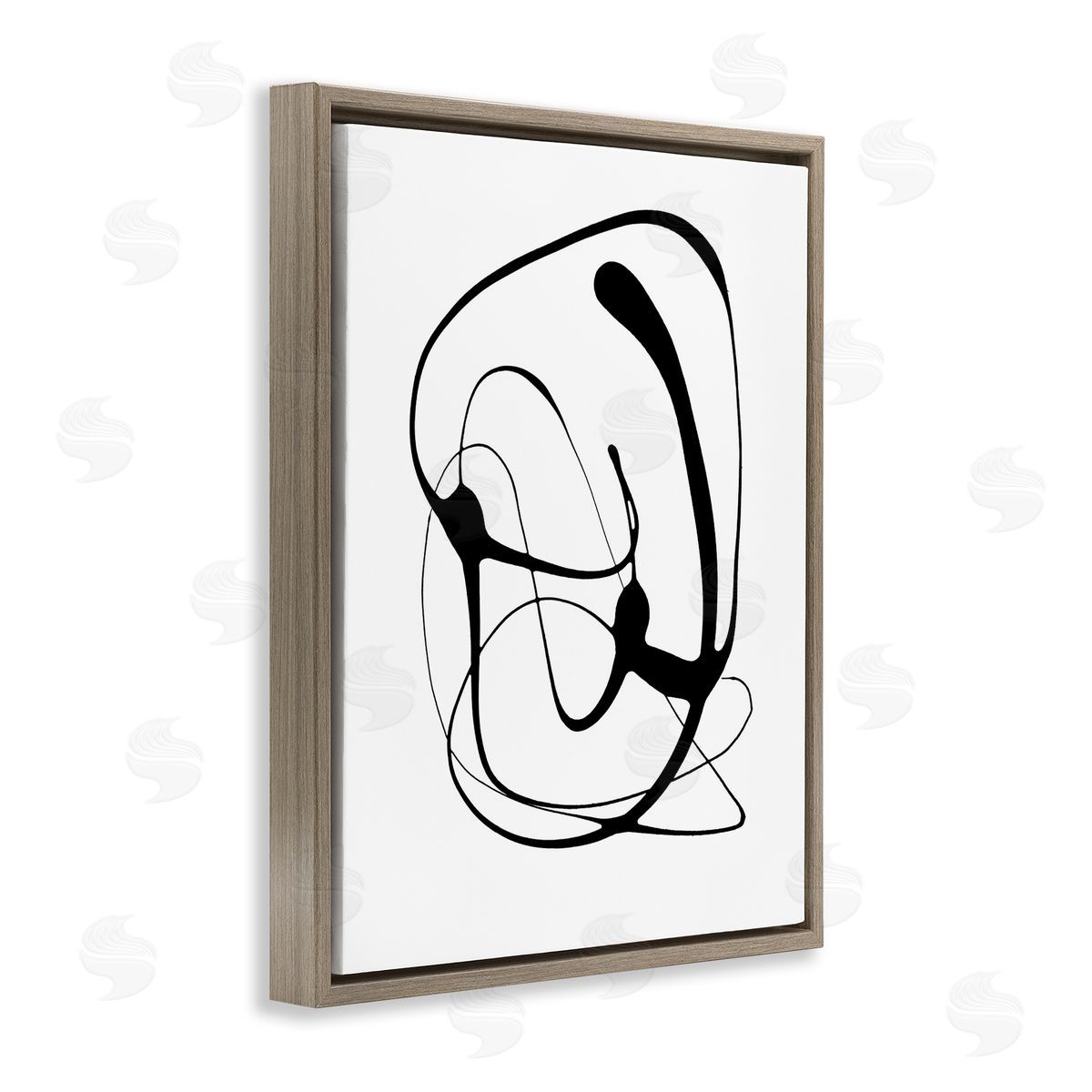 Black Modern Swirl Brown Floating Frame Canvas Wall Art, Home Decor by Lanie Loreth