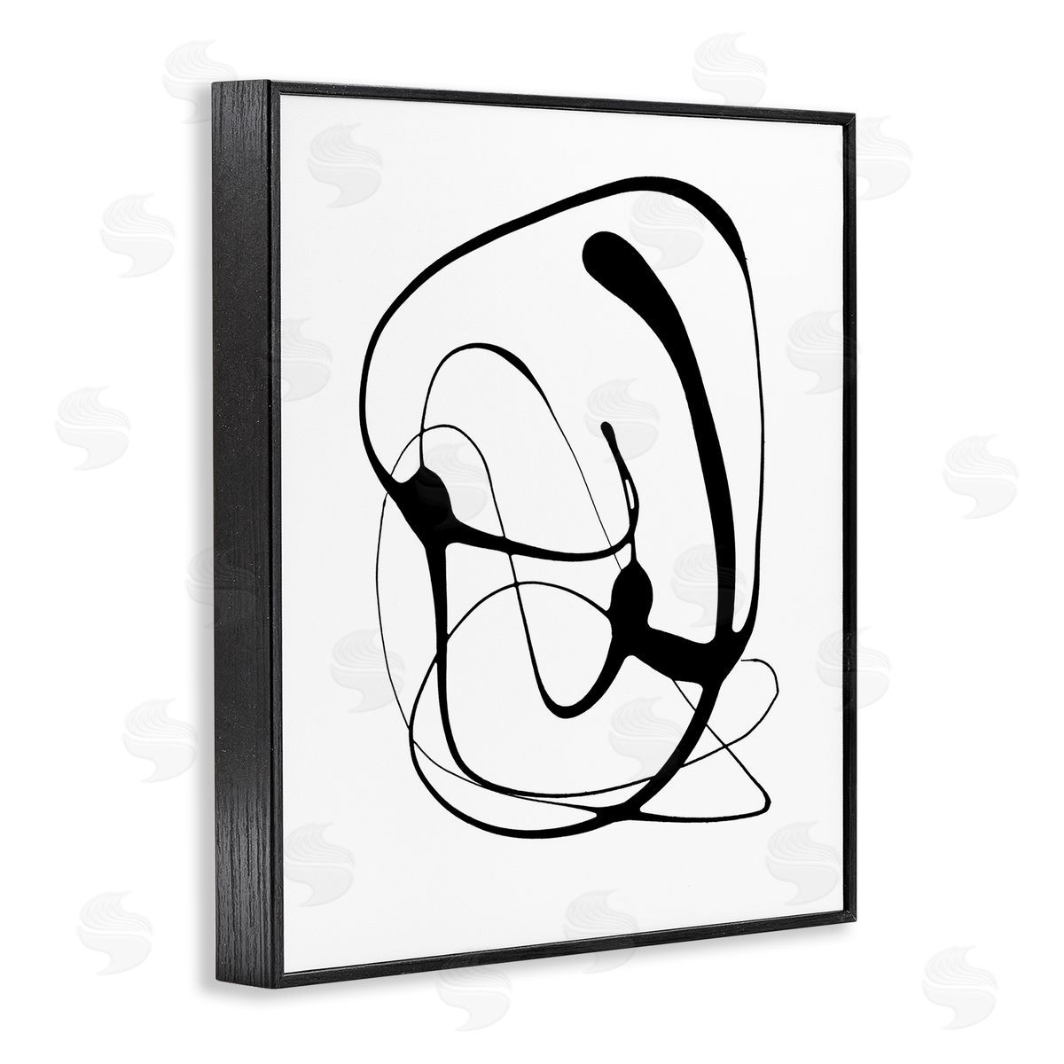 Black Modern Swirl Black Frame Print Wall Art, Home Decor by Lanie Loreth