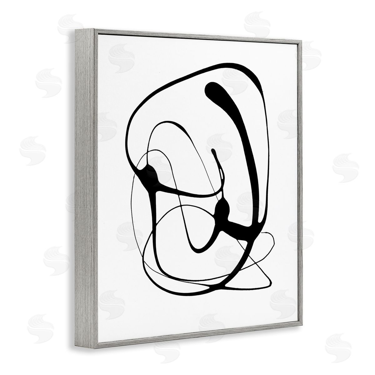Black Modern Swirl Grey Frame Print Wall Art, Home Decor by Lanie Loreth