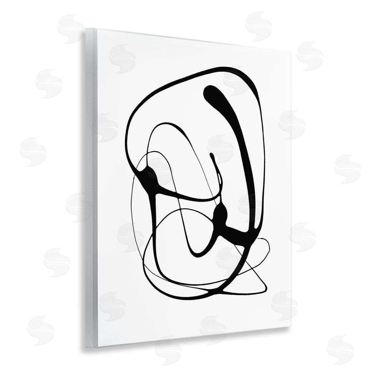 Black Modern Swirl Wood Plaque Wall Art, Home Decor by Lanie Loreth