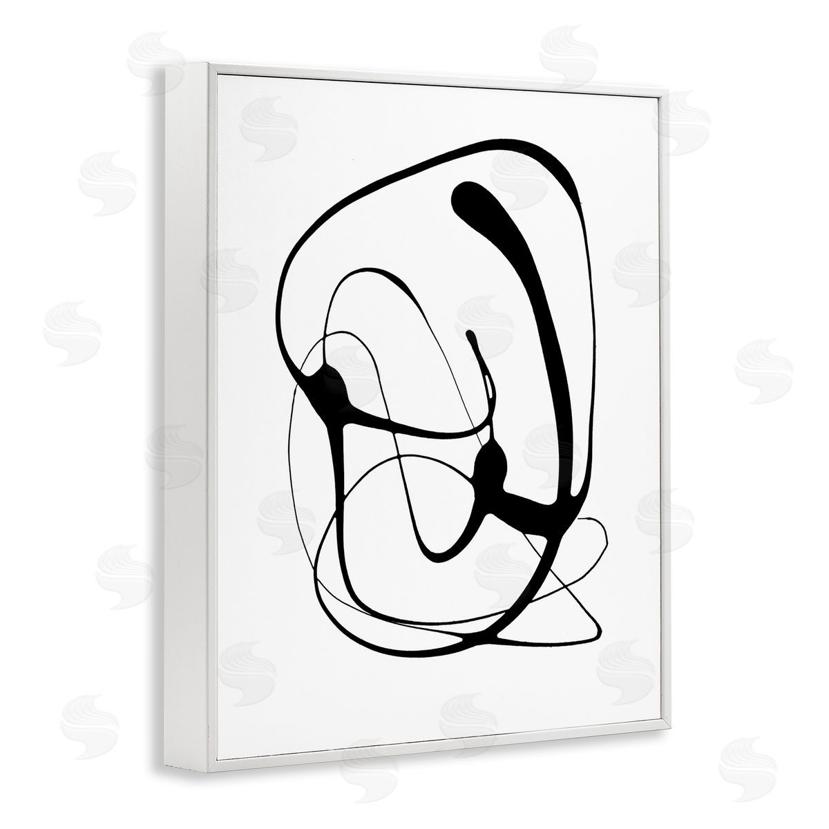 Black Modern Swirl White Frame Print Wall Art, Home Decor by Lanie Loreth