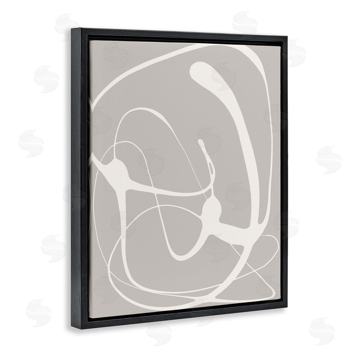 Beige Very Abstract Figure Black Floating Frame Canvas Wall Art, Home Decor by Lanie Loreth