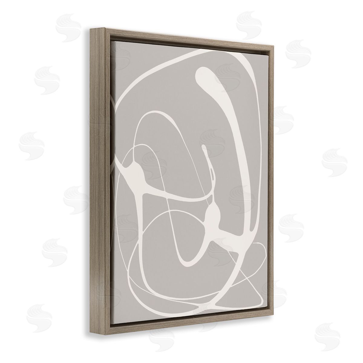 Beige Very Abstract Figure Brown Floating Frame Canvas Wall Art, Home Decor by Lanie Loreth