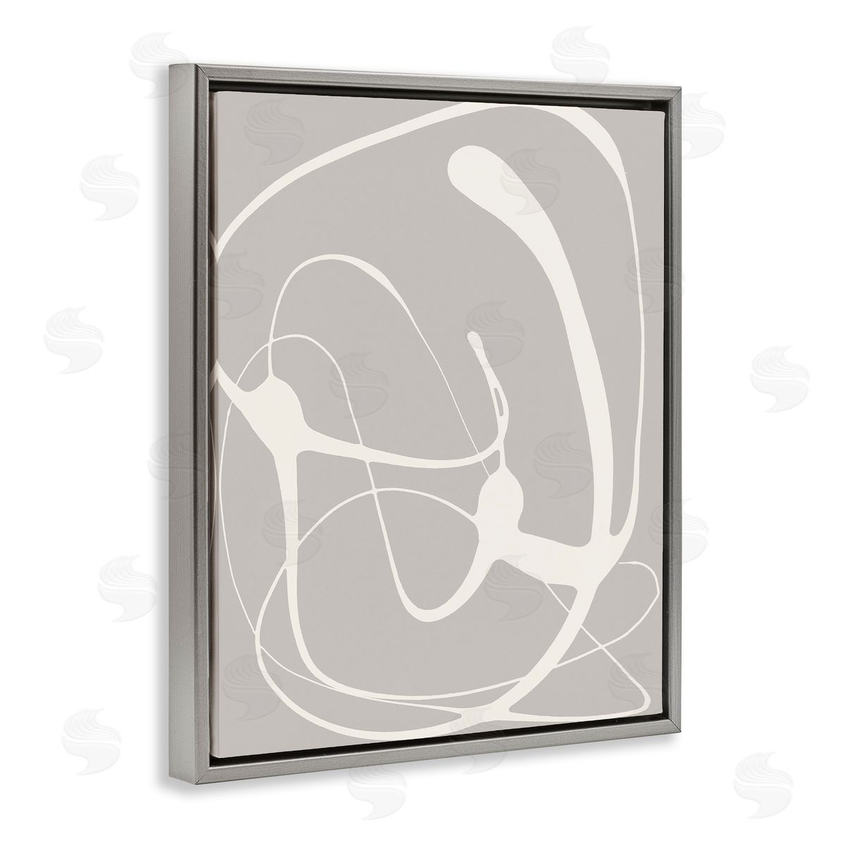 Beige Very Abstract Figure Grey Floating Frame Canvas Wall Art, Home Decor by Lanie Loreth