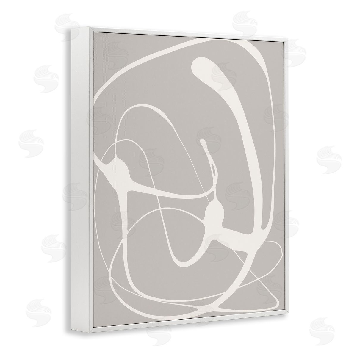Beige Very Abstract Figure White Frame Print Wall Art, Home Decor by Lanie Loreth