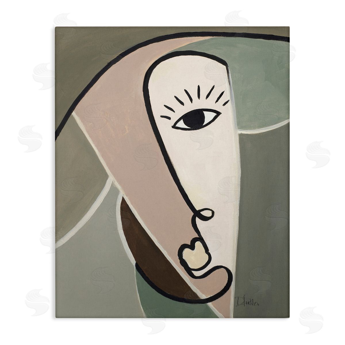 Boho Cubism Face Canvas Wall Art, Home Decor by Patricia Pinto