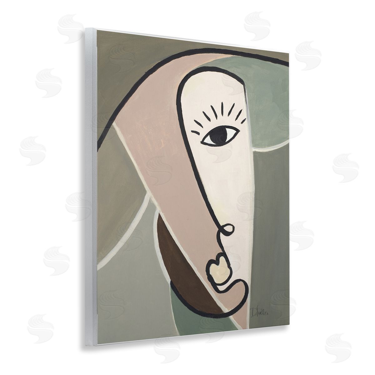 Boho Cubism Face Wood Plaque Wall Art, Home Decor by Patricia Pinto