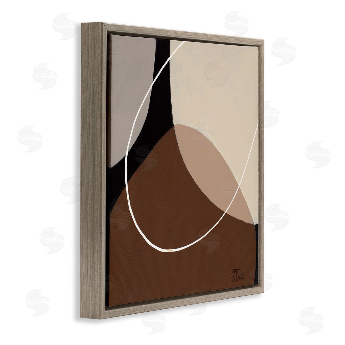 Minimal Project Abstraction Brown Floating Frame Canvas Wall Art, Home Decor by Patricia Pinto