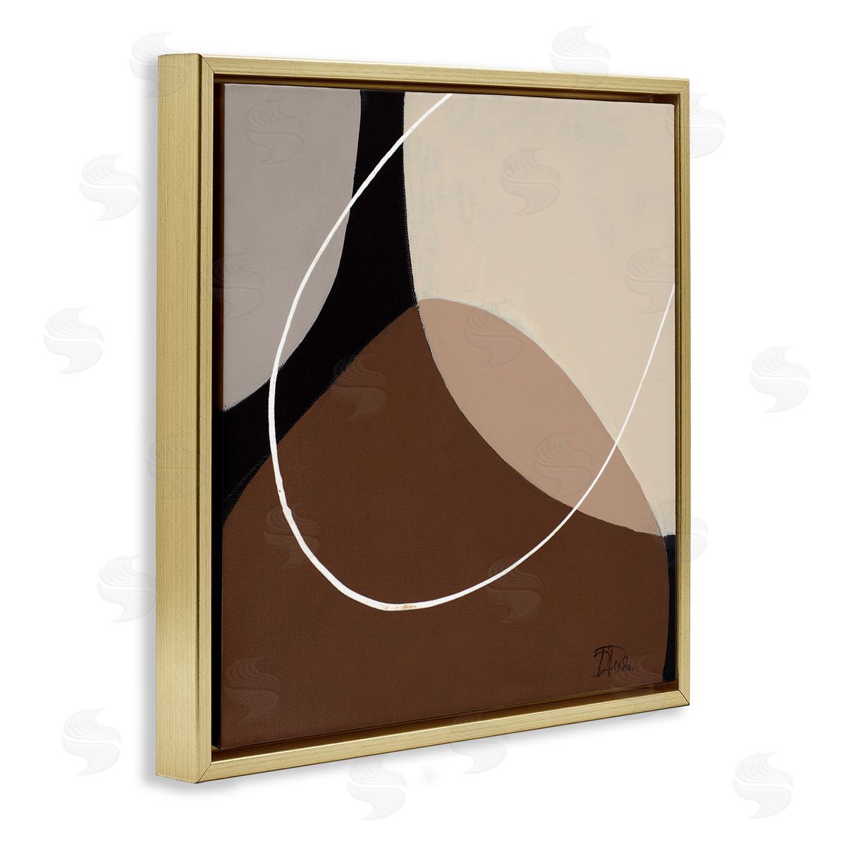 Minimal Project Abstraction Gold Floating Frame Canvas Wall Art, Home Decor by Patricia Pinto