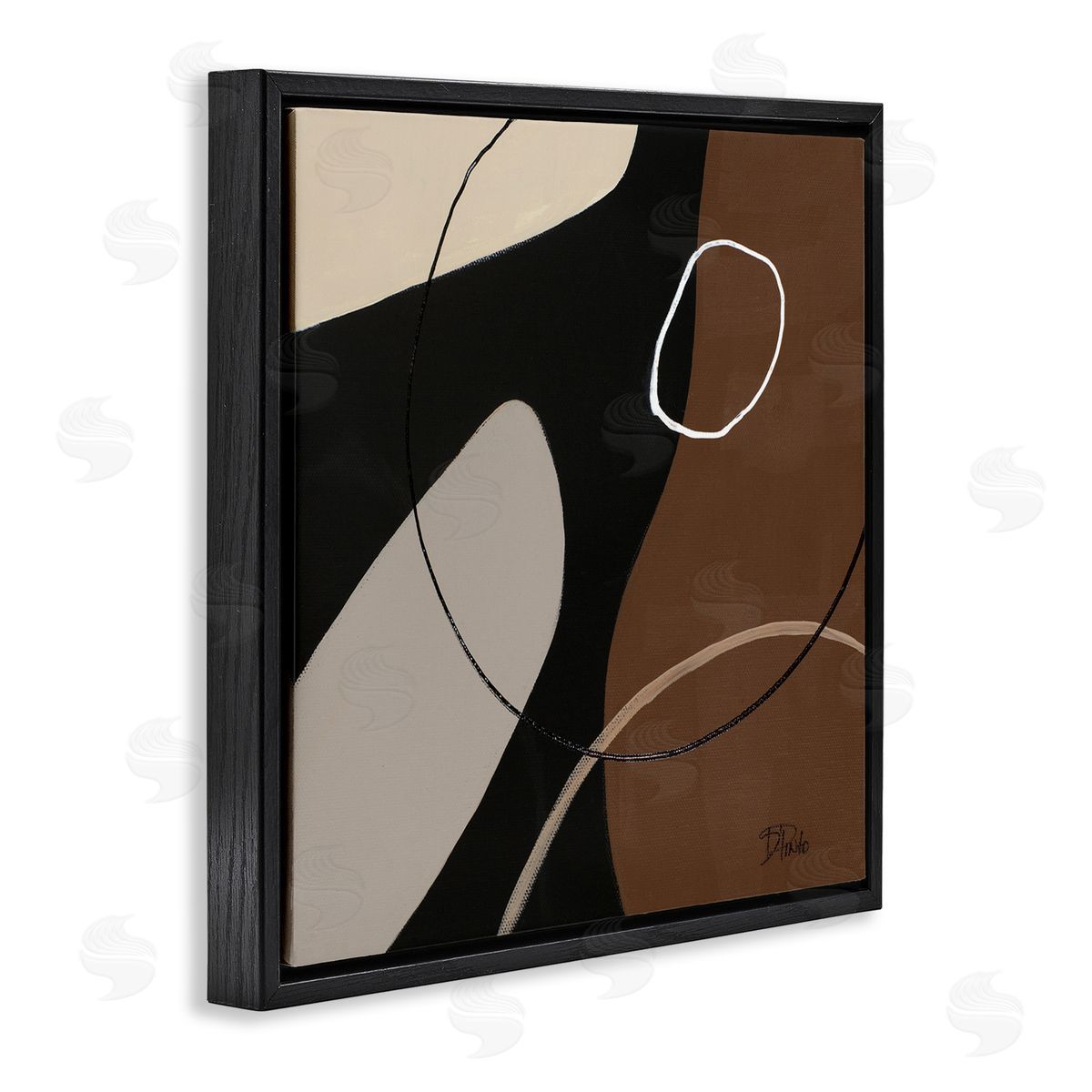 Minimal Project Shapes Black Floating Frame Canvas Wall Art, Home Decor by Patricia Pinto