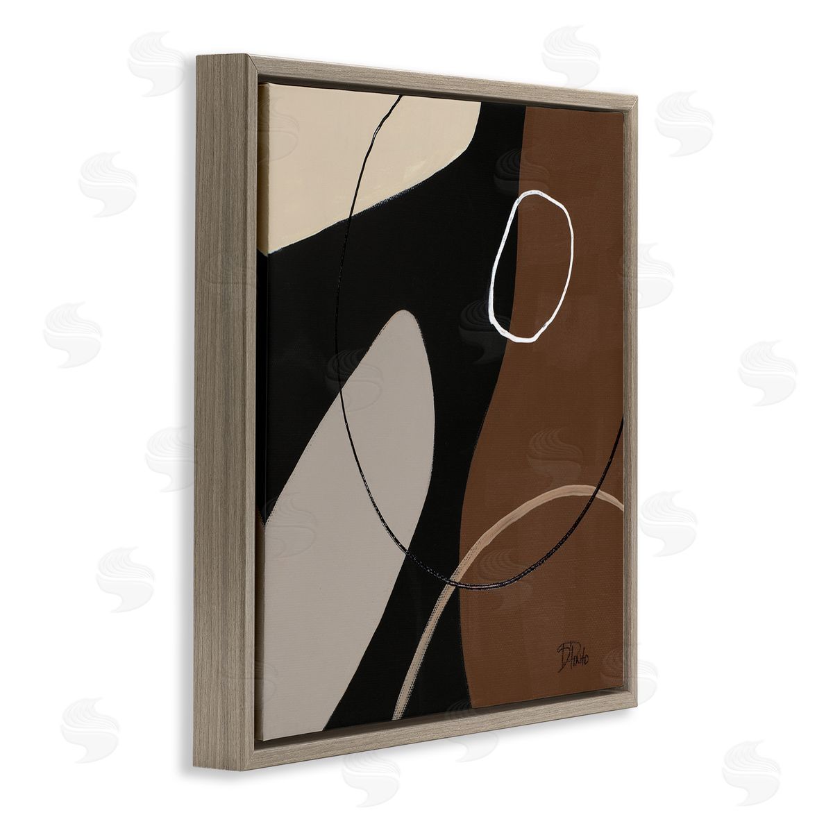 Minimal Project Shapes Brown Floating Frame Canvas Wall Art, Home Decor by Patricia Pinto