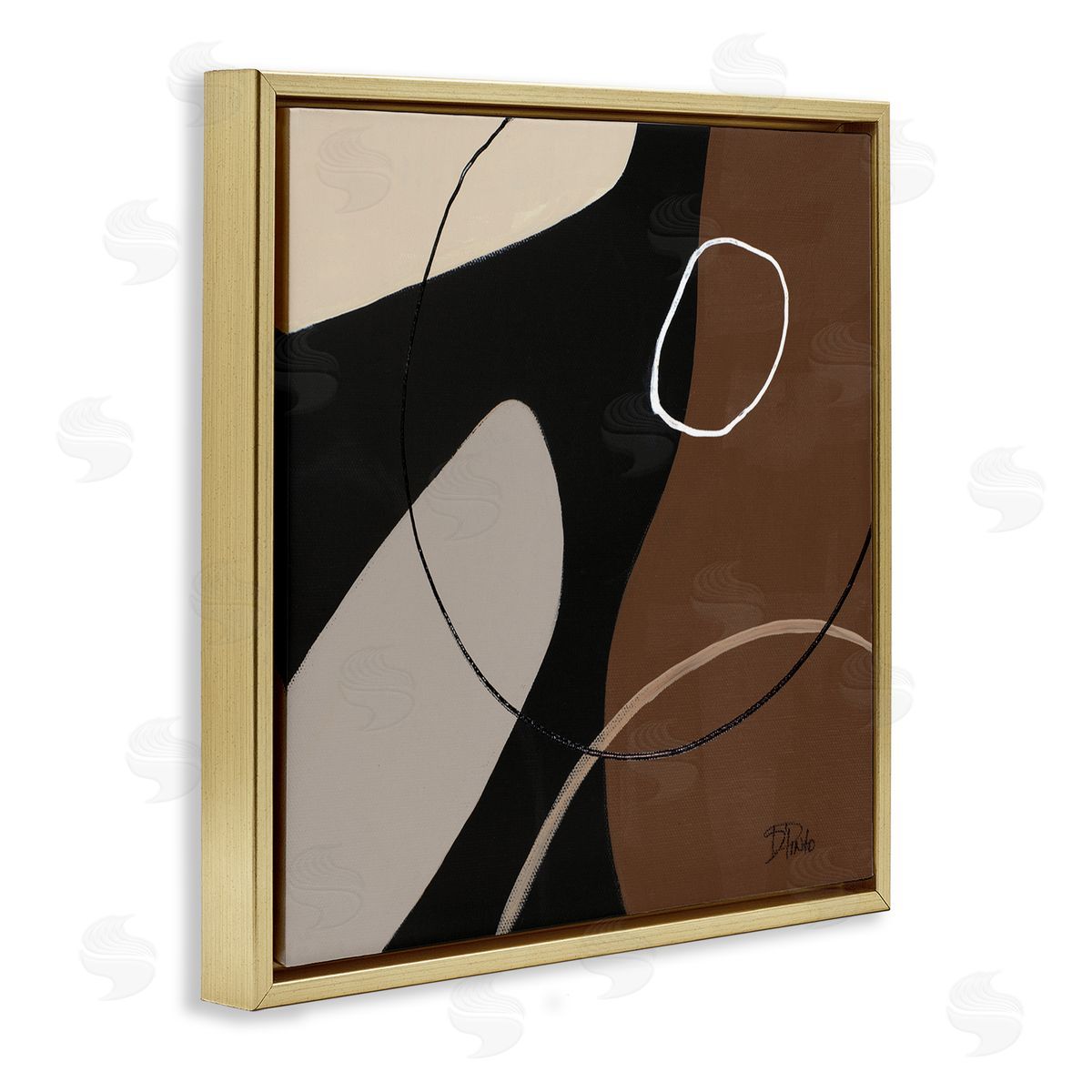 Minimal Project Shapes Gold Floating Frame Canvas Wall Art, Home Decor by Patricia Pinto