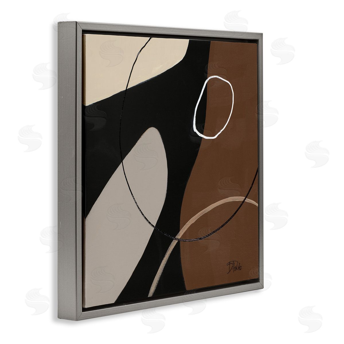 Minimal Project Shapes Grey Floating Frame Canvas Wall Art, Home Decor by Patricia Pinto