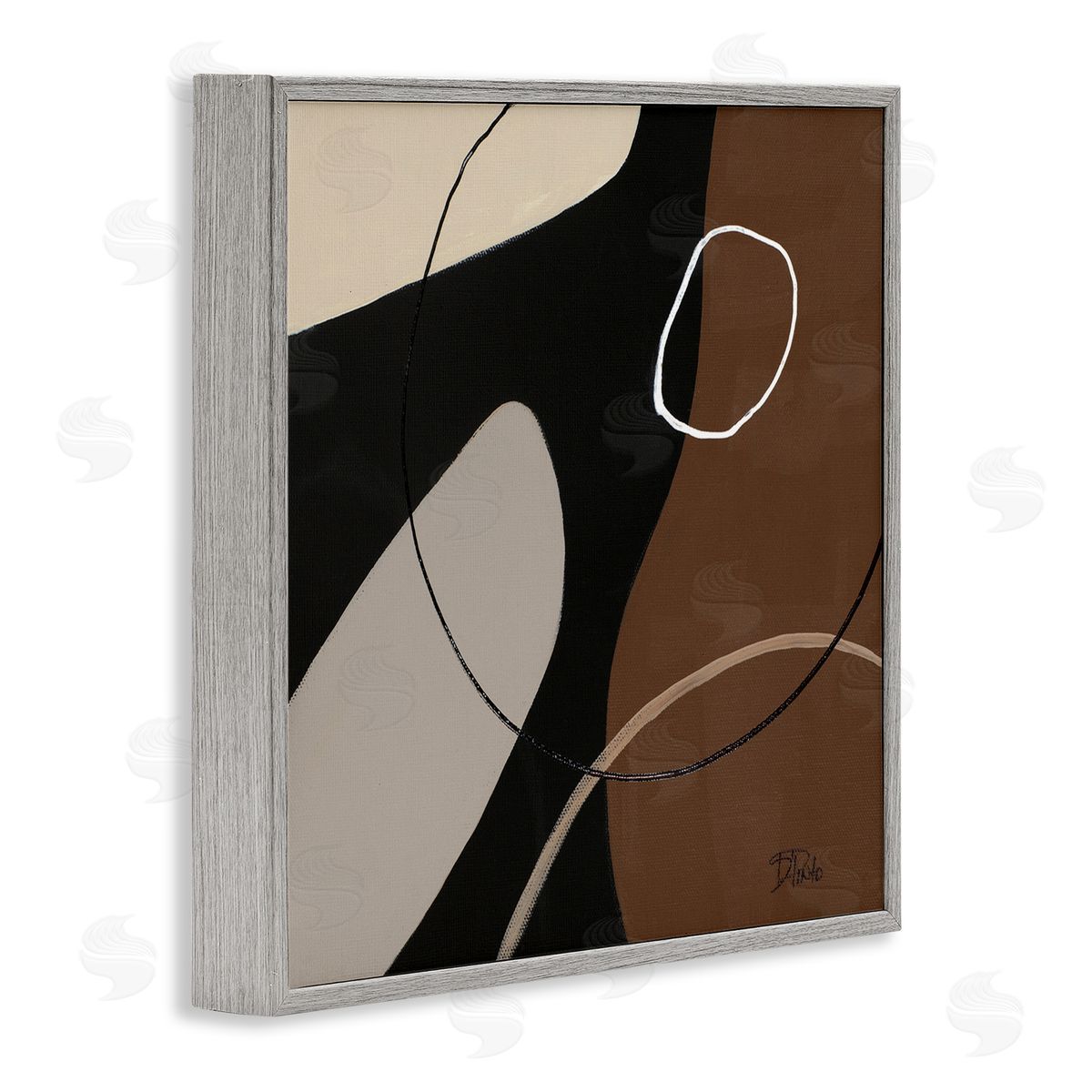 Minimal Project Shapes Grey Frame Print Wall Art, Home Decor by Patricia Pinto