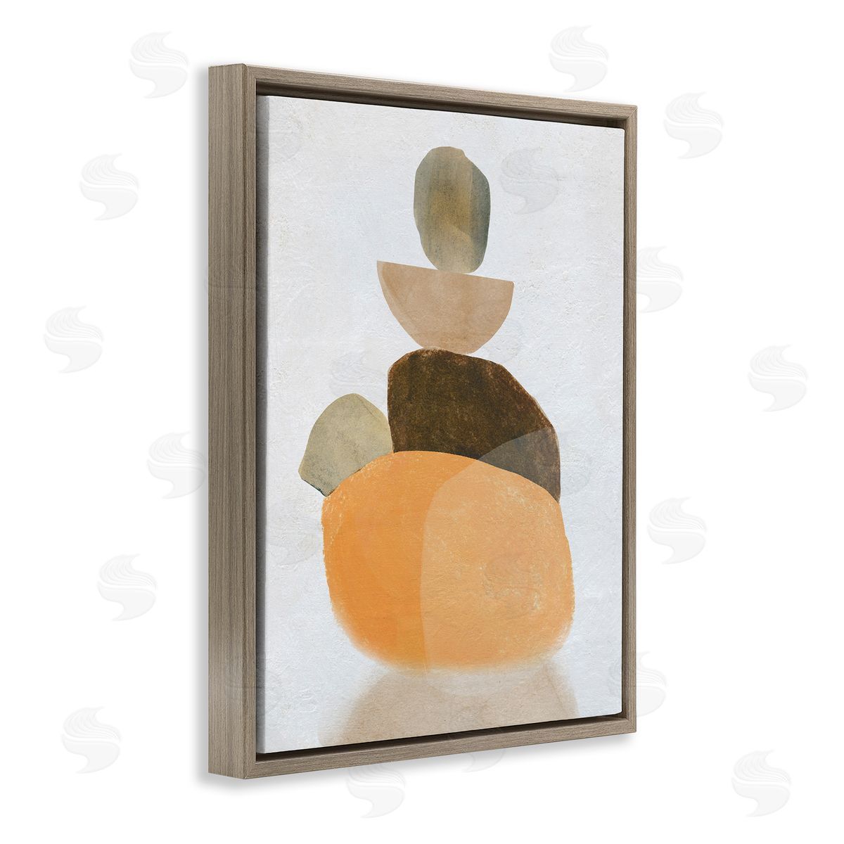 Stacked Rocks Neutral Tones Brown Floating Frame Canvas Wall Art, Home Decor by Carol Robinson