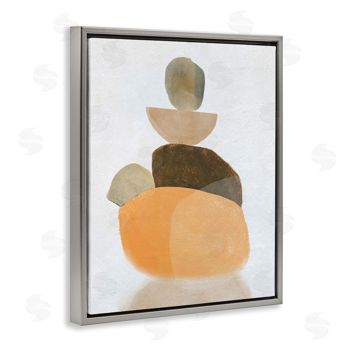 Stacked Rocks Neutral Tones Grey Floating Frame Canvas Wall Art, Home Decor by Carol Robinson