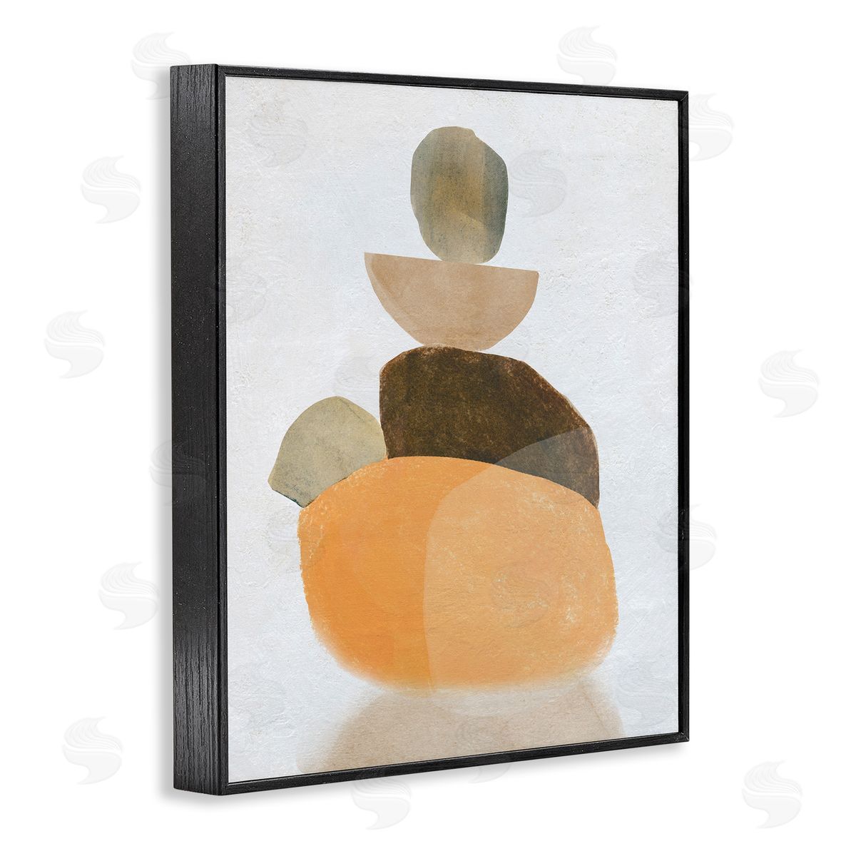Stacked Rocks Neutral Tones Black Frame Print Wall Art, Home Decor by Carol Robinson