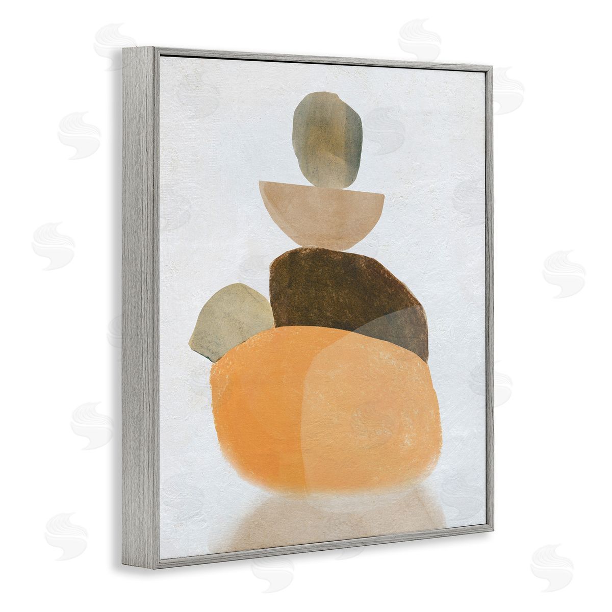 Stacked Rocks Neutral Tones Grey Frame Print Wall Art, Home Decor by Carol Robinson
